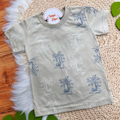  Conj. Camiseta Coqueiro e Bermuda em Linho - Areia